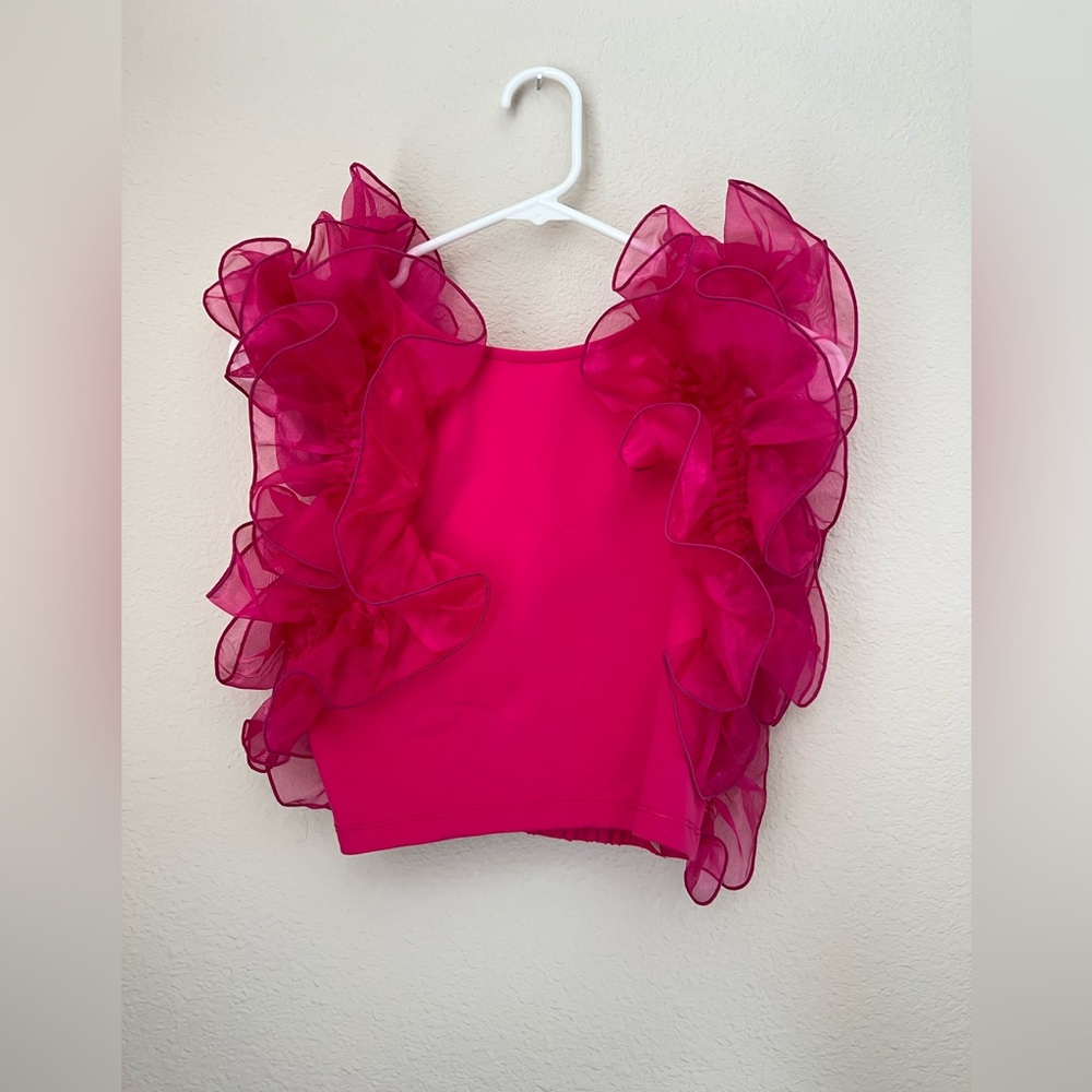 Hot pink ruffle top